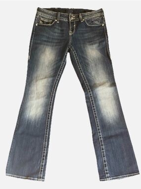 Vigoss Chelsea Bootcut Women’s Jeans Size 7/8 Length 33 Embroidered Rhinestones